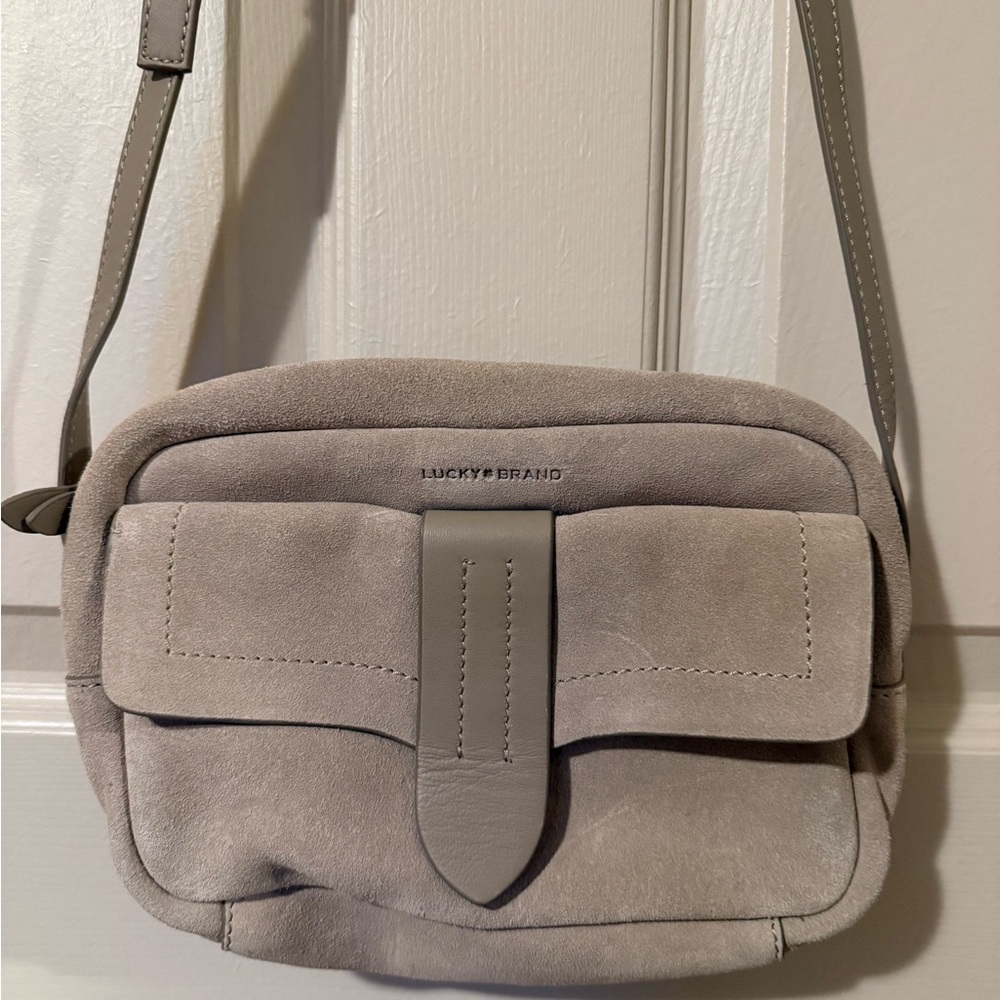 Lucky Brand Taupe Suede Crossbody Bag